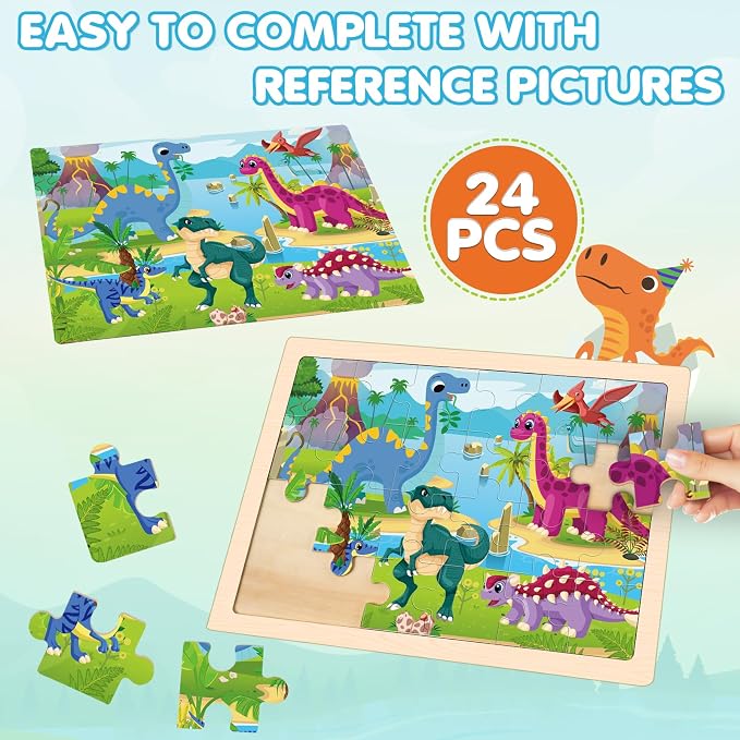 Puzzles for Kids Ages 4-6, 4 Packs Wooden Animals Jigsaw Puzzles for Toddlers Ages 3-5, Preschool Educational Puzzles Boards Toys Gifts for 3 4 5 6 Boys Girls