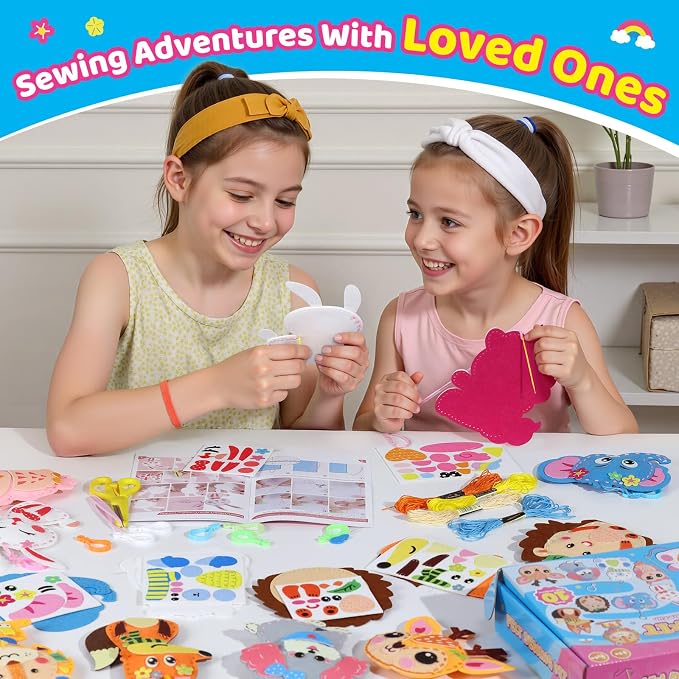 Sewing Kit for Kids, 10 Easy DIY Project of Stuffed Animal with Instruction | Funtopia Beginners Sewing Toys and Birthday Gift for Girls Boys, Felt Arts and Crafts for Kids Ages 5-8 8-12
