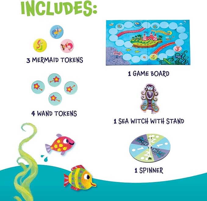 Peaceable Kingdom Mermaid Island Award Winning Cooperative Board Game for 2 to 6 Kids Ages 5+ | Award-winning cooperative game—collect the wands and free the mermaids before the sea witch wins. For 2-6 kids, ages 5+