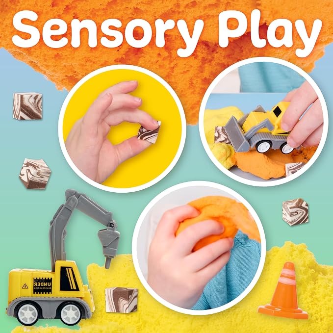 Creativity for Kids Sensory Minis Construction Kit | Cloud Clay Sensory Toy with Excavator for Kids | Summer Activities for Kids that are Mess-Free, Screen-Free Travel Toy (Ages 3+)
