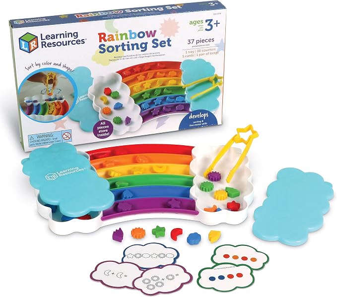 Learning Resources Rainbow Sorting Set | Color Sorting Toys for Toddlers, Toddler Learning Toys, Fine Motor Skills, Toddler Matching Game, Sensory Toy, Color Skills