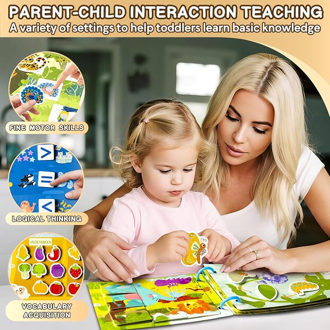 3 Pack Busy Books for Toddlers, Montessori Quiet Book, Preschool Learning Activities Educational Workbook, Sorting Matching Sticker Fixing, Gifts for Kids Age 3+ (Animal, Ocean, Dinosaur)