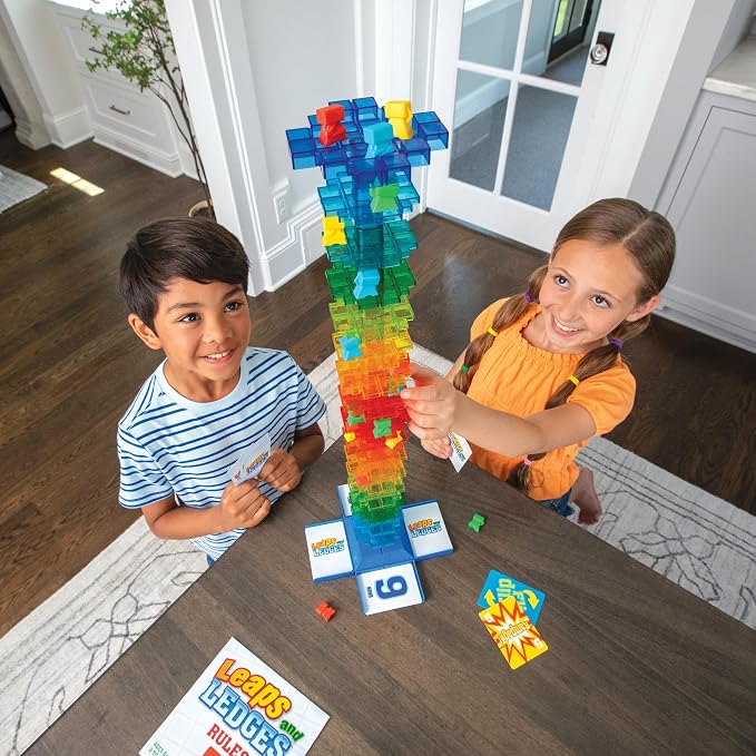 MindWare Leaps and Ledges Strategy Game - Ages 8+ - Fun Party Game and Family Game Night Activity for Kids, Teens, and Adults - 2 to 4 Players | A fast, replayable board game for 2-4 players. Includes 15 colorful platforms and 72 playing cards. Ages 8+.