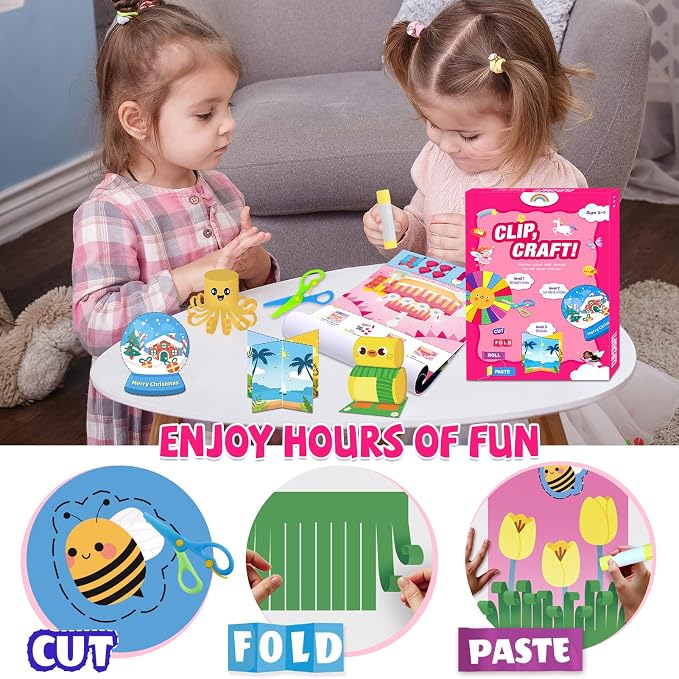 Toddler Scissor Skills Activity Book, Art Supplies and Crafts for Kids 4-6 | Fine Motor Toys Game, 2 Safety Scissors, Easter Christmas Birthday Gifts for Kids Little Boys Girls, Preschool Snip Learning
