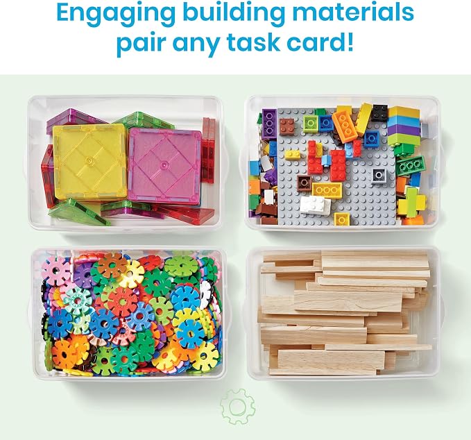 hand2mind STEM Bins Comprehensive Set by Brooke Brown, STEM Bins for Classroom, STEM Manipulatives for Elementary, STEM Activities, Kids Engineering Building Kits, Science Teacher Supplies (Set of 16)