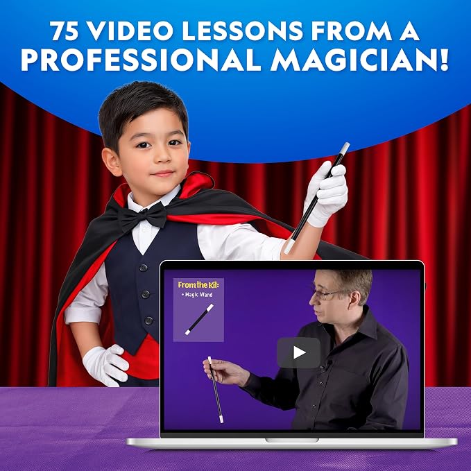 National Geographic Epic Magic Kit with 175+ Tricks for Kids 8-12 | 75+ Illusions, 100+ Science Experiments, 75+ Video Lessons from a Professional Magician, STEM Activities, Birthday Gift