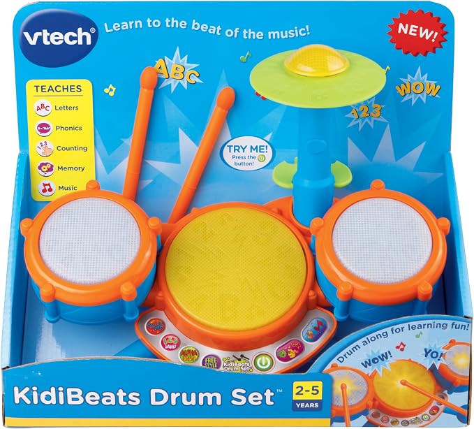 VTech KidiBeats Kids Drum Set, Orange
