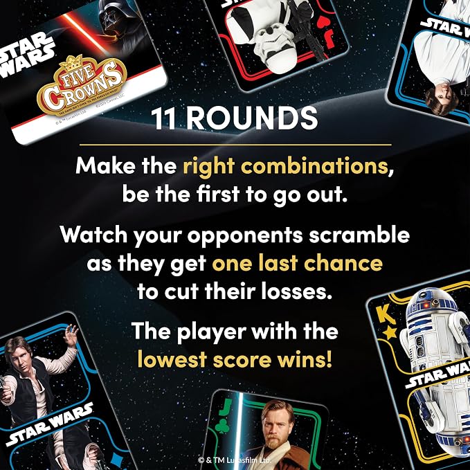 Five Crowns Star Wars Rummy Style Card Game for Kids, Family Game Night | Family Game Night, Travel Games, Screen-Free, Holiday Game, Playing Cards, Star Wars Toys