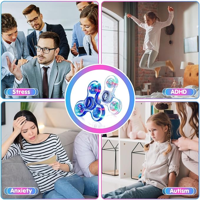 Fidget Spinner 2 Pack, Light up Sensory Fidget Toys Adults Kids 4-8-12 with Autism ADHD, Kids Travel Toys Anxiety Stress Relief Teen Boy Gifts, Classroom Prizes Glow Birthday Party Graduation Gifts | Kids Travel Toys Anxiety Stress Relief Teen Boy Gift...
