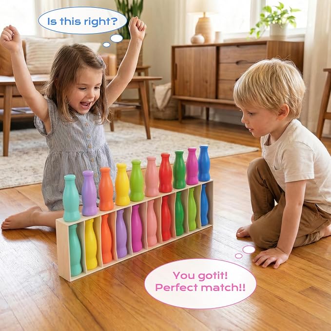 Foleto Bottle Flip Challenge - Color Match Memory Game for 2-4 | 20 ABS bottles, dual-mode memory & logic. Family party travel toy for kids and adults. Develops color recognition & thinking