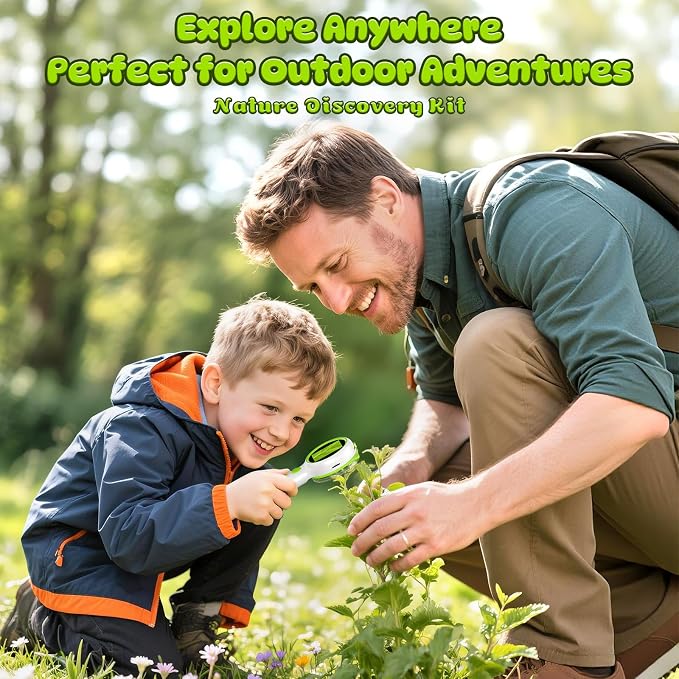 Kids Microscope Green Bear - Digital Handheld STEM Kit & 1080P Camera (600x Zoom) - Portable Science Toy for Nature Observation & Forest Hiking - Gift for Boys & Girls Age 5-12