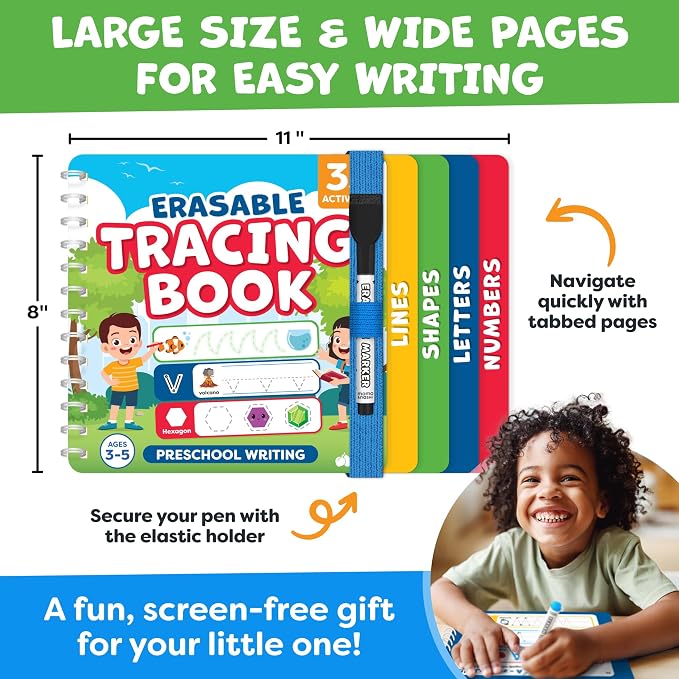 Tracing Books for Kids Ages 3-5 - Letter Tracing Activity Books for Kids Ages 3-5 - Preschool & Kindergarten Workbooks - Writing Practice & Learning Educational Toys for 3 Year Old