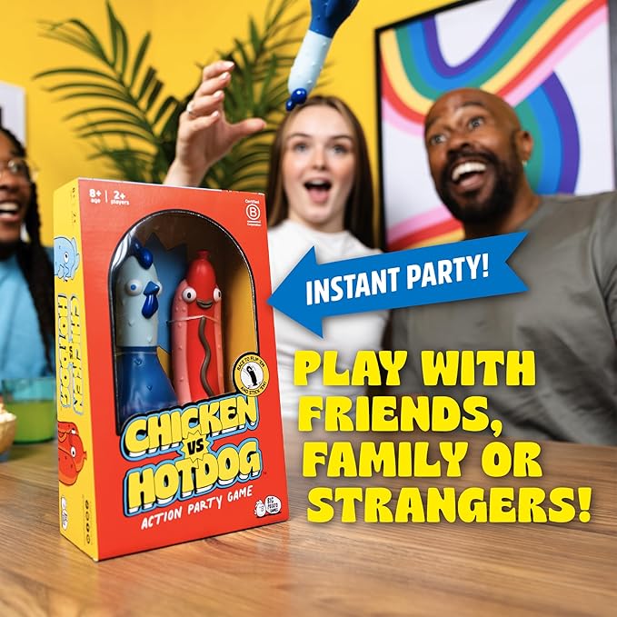 Big Potato Chicken vs Hotdog Action Party Game for Kids and Adults | Flip Your Sling'em, Silly Board Game, Head-to-Head Flipping Duel, Fast & Funny, 2+ Players, Ages 8+, Yard and Outdoor Game