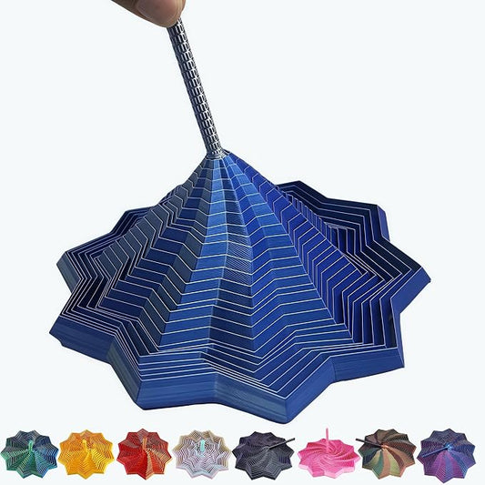 3D Printed Expanded Sensory Fidget Star - 2025 Sensory Fidget Star with Handle, Multi-Colored Whirling Spiral 3D Fidget Toy, Multiple Ways to Play for Adult Relieving Stress (Blue,4.3in)