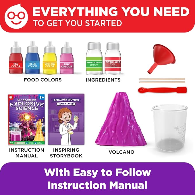 Doctor Jupiter Girls' Explosive Science Experiments Kit for Kids Ages 8+ | Erupting Volcano Science Kits for Kids Ages 8-12, Birthday Gift Ideas Girls 8, 9, 10, 11, 12 Year Olds, STEM Educational Toys
