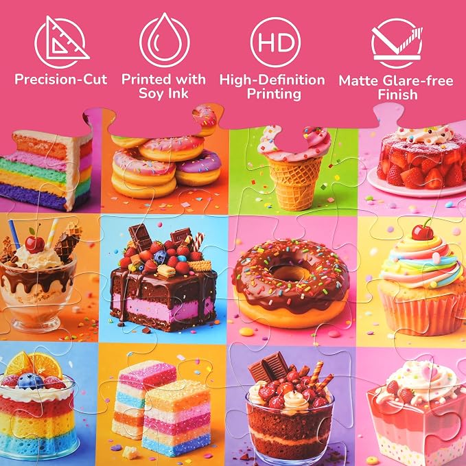 BenBen Floor Puzzles for Kids Ages 4-6, 2 x 3 Feet Dessert Party Puzzle | 48 Pieces Extra-Thick Large Piece Jumbo Jigsaw Puzzle for Toddlers, Preschool Educational Toy with Storage Box for Girls Boys