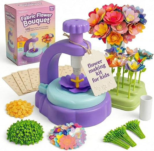 Fabric Flower Bouquets Toys, DIY Craft Kits Toys for Kids - Flowers Market Toy, Build Your Flower Bouquet, Arts & Crafts for 3+ Year Toddler Girl, Educational Activity Preschool B-Day Gifts