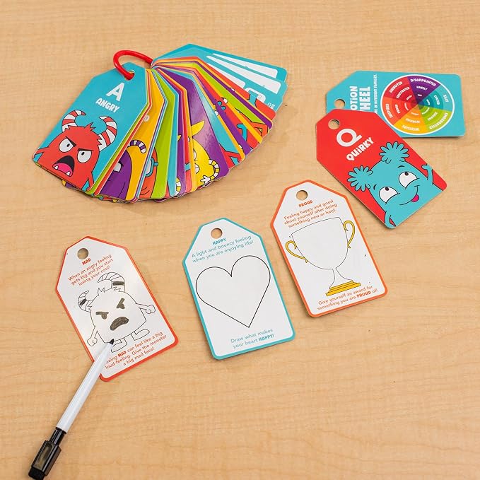 Open The Joy Dry Erase ABC Emotion Flash Cards – Kids SEL Learning Set