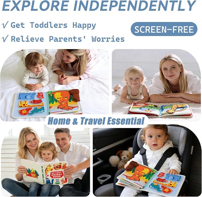 Montessori Busy Book for Toddlers 1-3 – Soft Felt Quiet Book for Sensory & Fine Motor Skills