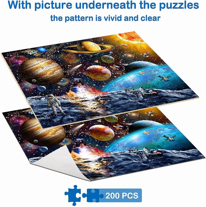 Puzzles for Kids Ages 6-8 8-10 Year Old -200 Pieces Solar System Planets | Educational Learning Toys Puzzles for Kids Ages 10-12, Gift for Boys and Girls, Home Decor