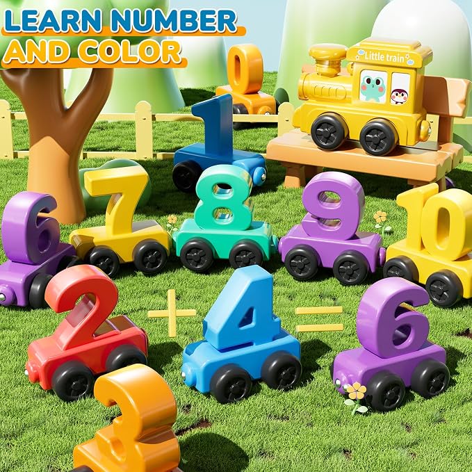 JUKUDAHU Magnet Number Train Set for Toddlers 3-4 Years Old | Counting Toy, Color Sorting Toy, Preschool Educational Activities, Learning Toy, Train Birthday Gifts for Boys Girls 3 4 5