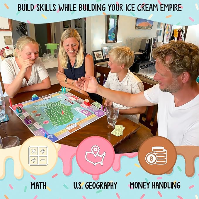 Ice Cream Empire Board Game for Kids and Adults, Ages 7+ | Manage stock, set prices, and open truck routes to build a thriving sweet treat business each round