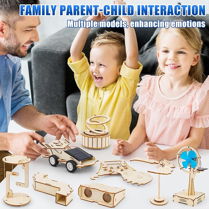 LUCKY GUESS 8 in 1 STEM Science Kit for Kids, Solar & Physics Experiments | Wooden STEM Kit for Kids, Building Kits, Solar Powered Car, No Batteries, No Tools, CPC & ASTM Certified, Ages 8-14, Gift Box