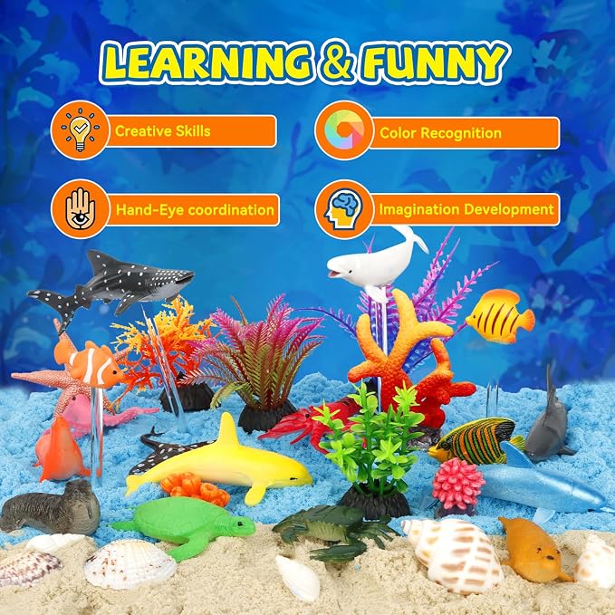 7july Ocean Animals Terrarium Crafts Kit for Kids-LED Night Light Up & Remote Birthday Gifts Toys for Girls Ages5 6 7 8 9 10 Year Old