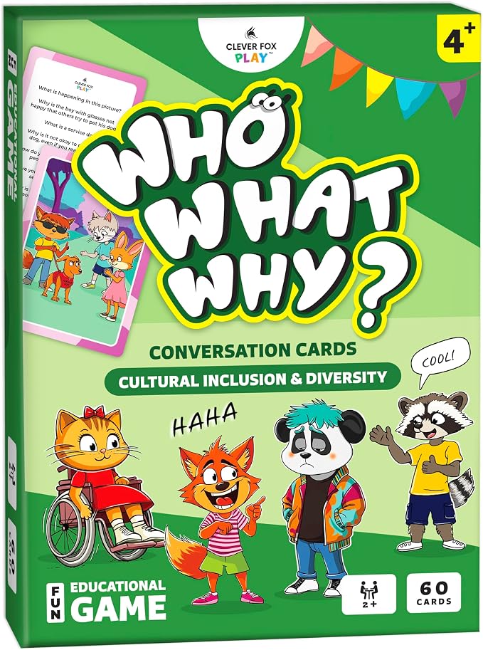 Who What Why Diversity Conversation Cards for Kids, SEL Game, Ages 4+ | Empathy, disability awareness, social skills, coping skills, culture, traditions, therapy and family discussions