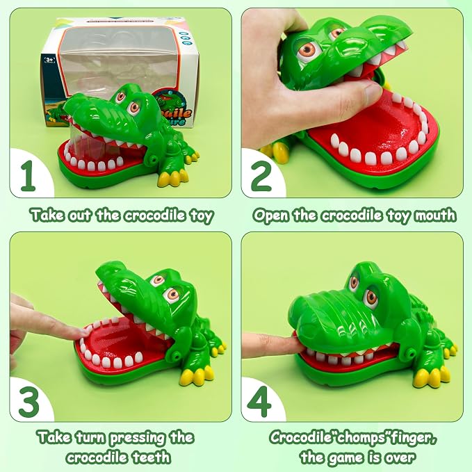 Crocodile Teeth Game for Kids Ages 4+, Alligator Tooth Game Push Teeth Down Toy, Funny Chomping Mouth Bite Surprise Games, No Batteries Travel Family Party Toy for Boys Girls