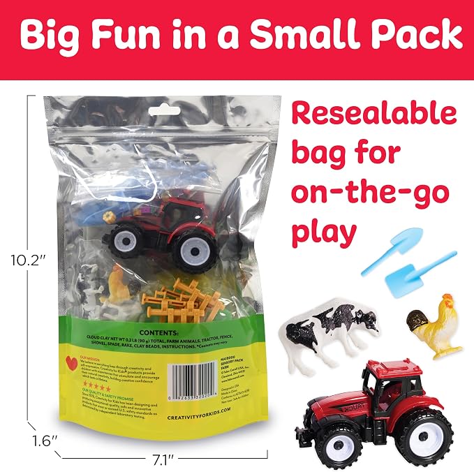 Creativity for Kids Sensory Pack: Farm, Sensory Toys for Toddlers, Pretend Play Farm Animals for Kids, Toddler Travel Toys & Screen Free Summer Supplies (Ages 3+)