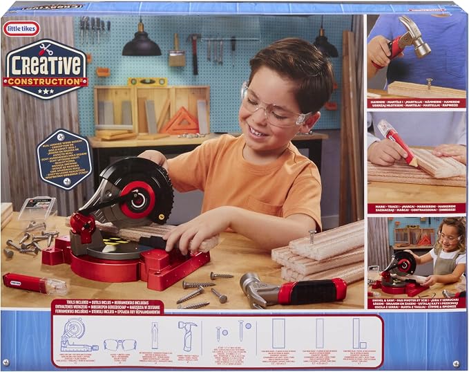 Little Tikes Creative Construction Power Cuts Set with 6 Accessories, Pretend Play Construction Set, for Boys and Girls Ages 3+ Years
