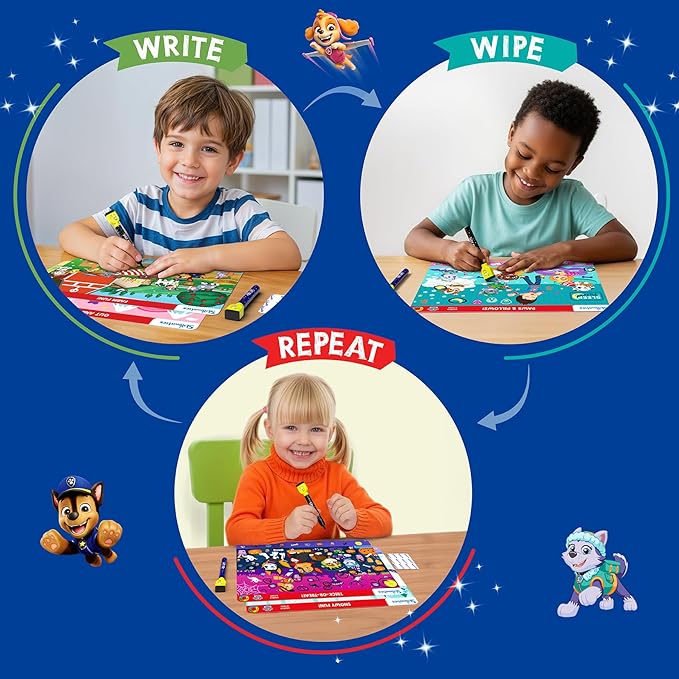 Skillmatics Search and Find – PAW Patrol, Preschool Activity, Gift for Kids | Write & Wipe Mats, Learning & Educational Toy for Toddlers & Kids, Back to School Supplies for Boys & Girls Ages 3, 4, 5