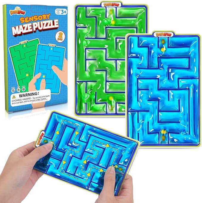 Sensory Toys Fidget Marble Maze - 2 Pack Gel Filled Sensory Item for Kids | Sensory Autistic Calming Toys for Preschool Classroom, Gifts Prizes for Kids Classroom