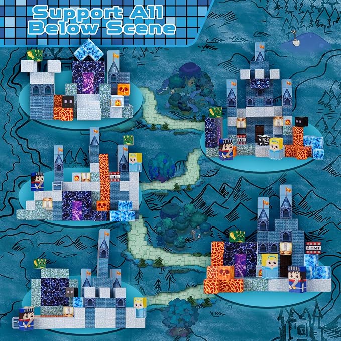 ToyUnited 100PCS Magnetic Blocks - Magnet Building Blocks, Stacking Magents Cubes Toys Blue Castle Set, STEM Montessori Sensory Toys for Kids Boys and Girls Ages 3 4 5 6 7 8 9 10+ Birthday Gifts