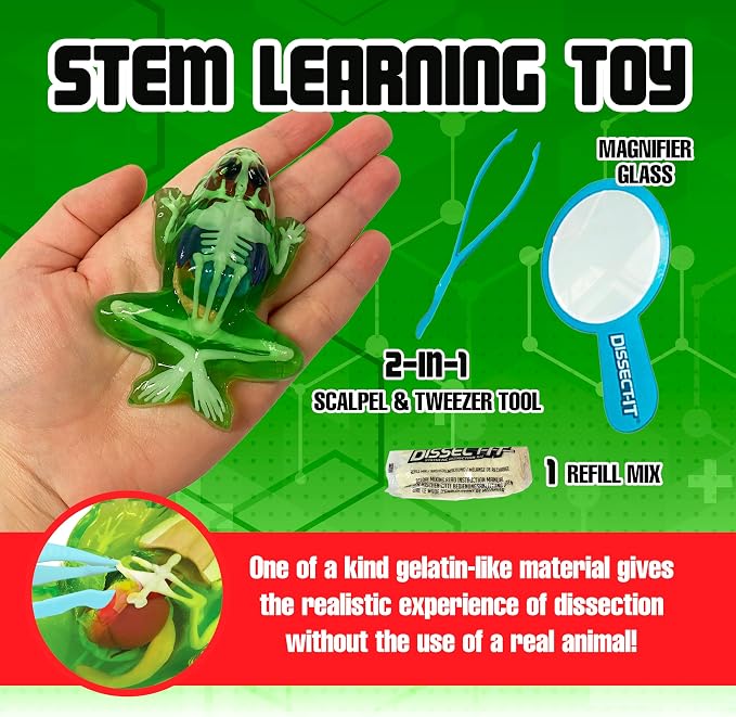 Top Secret Toys Dissect-It Mini Labs Frog Dissection Kit for Kids, Realistic Synthetic Kids Science Kit - On, Biology and Animal Anatomy, STEM Toy, Ages 6+