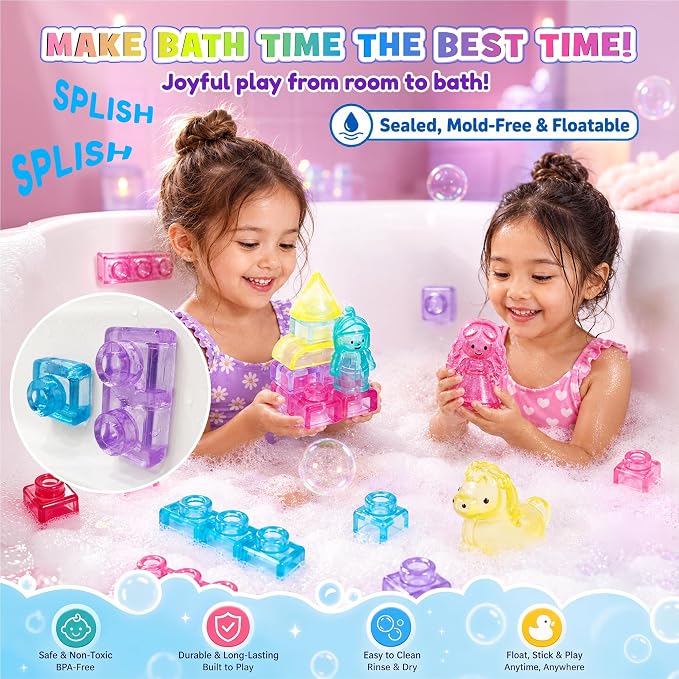 JOY SPOT! 54 PCS Soft Building Blocks for Toddlers, Sensory Squishy Blocks | Preschool Educational Creative Play, Montessori Squeezable, Stretchable Early Learning Construction Playset, Puzzle Blocks