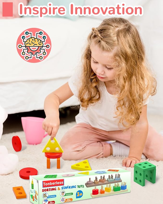 Montessori Toys for 1 2 3 Year Old Boy Girl, Toddler Learning Toys Gifts | Montessori Toy, Toddler Toy 2-3, Boy Girl Birthday Gifts, Wooden Block, Sensory Toy, Puzzle, Shape Sorter, Toddler Activities