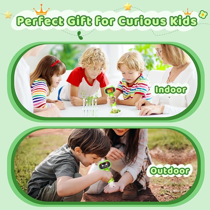 Leipan Pocket Microscope for Kids, 2'' IPS 1080P Magnifier with Light | 16MP Mini Digital Microscope 1000X, 8 LEDs, Compatible with PC, Includes 8GB card