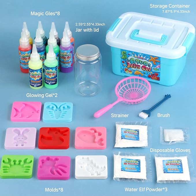 wookidel Magic Gel Water Elf Toy Kit, Aqua Fairy Water Gel Kit for Kids | 10 Gels & Mold Water Pets, DIY Squishy Maker Kit, Make Your Own Squishies Sensory Toys, Art Craft Gift for Girls Christmas