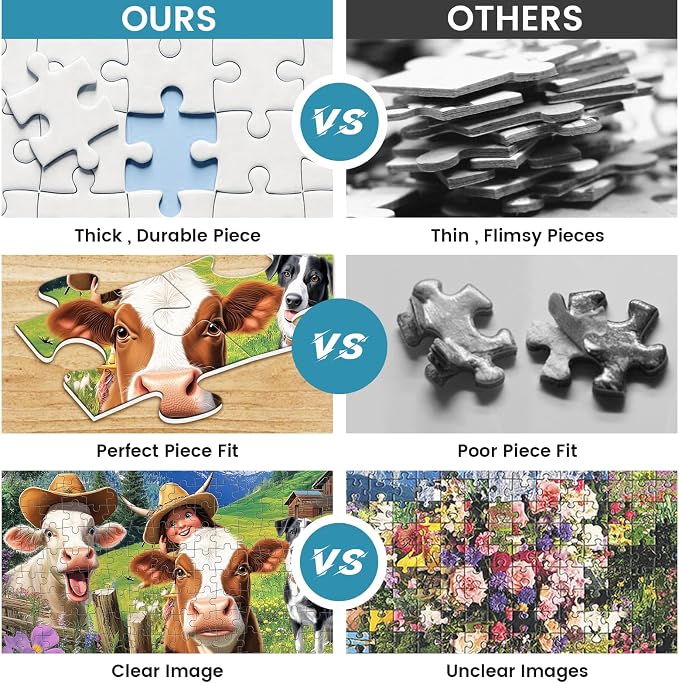 300 Pieces Puzzle for Adults Pasture Horse Animal Jigsaw Puzzle 300 Pieces | Farm Cow Puzzles for Kids Ages 8-10 Pet Lover Challenging Puzzles for Friends Family Activity Game Nights Gifts 20.5x15IN