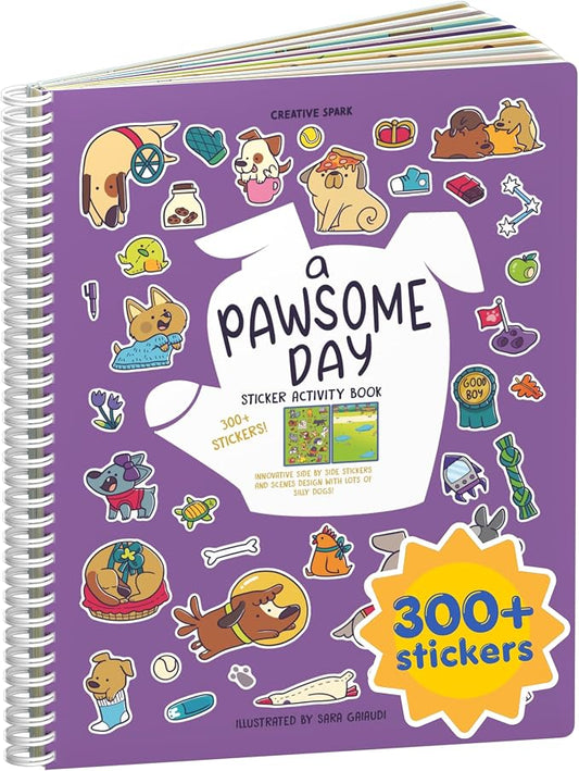 Cupkin Dog Coloring & Sticker Activity Book | 300+ Stickers | Spiral-bound kids craft format with 8 scenes, 8 art pages, side-by-side viewing, and an easy-peel design for ages 2–8