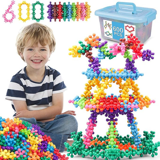 NEOACT 600 PCS Building Blocks STEM Toys, Interlocking Solid Plastic Toys | Safe Material Creativity Educational Toys Sets for Preschool Kids Boys and Girls Aged 3+