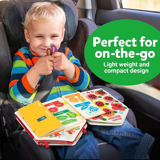 Coogam Toddler Felt Montessori Busy Book, Activity Busy Sensory Boards Fine Motor Skill Quiet Book Car Travel Busy Binder Autism Toys Preschool Learning Educational Toy Gift for 3 4 5 Year Old Kids