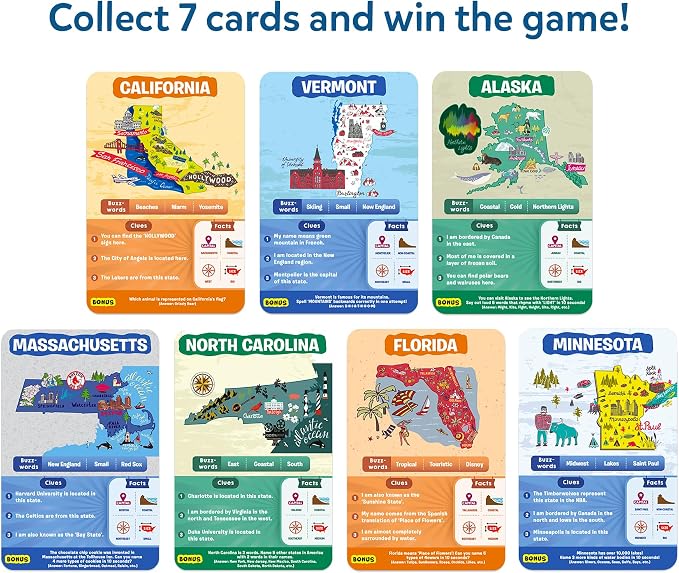 Skillmatics Guess in 10 – States of America, Geography Game, Gift for Kids | Educational Cards, History Trivia, Family Game Night, Travel Toy, Board Game, Screen-Free Fun, Boys & Girls Ages 8 and Up