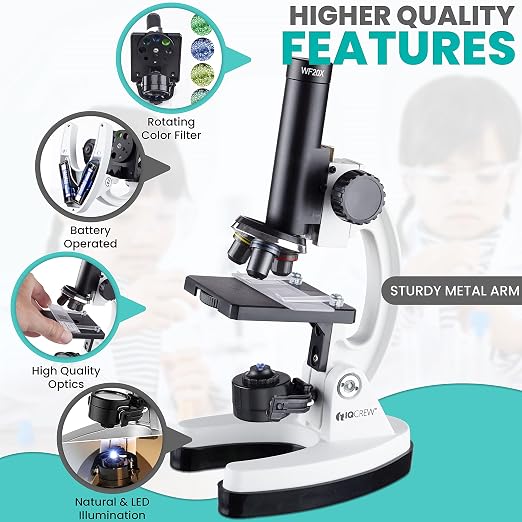 AmScope M40-K-MDM35 1200X Monocular Compound Microscope Digital Camera Kit | 120X-1200X magnification All metal frame Dual illumination Rotating color filter wheel Over 85 accessories ABS carrying case