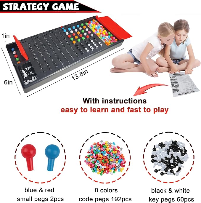 KIDAMI Code Breaker, Classic Codebreaking Travel Board Game, Black | 2 Player Battle, Brain Puzzle Set, Lightweight Carrying, Portable Storage Box, Kids Toddlers Adults Gift for Family Learning