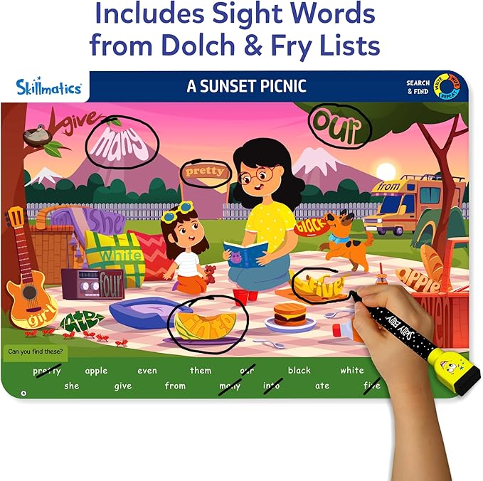 Skillmatics Search and Find – Sight Words, Reusable Activity Mats | Educational Learning Activities, Repeatable & Builds Vocabulary, Screen-Free, Gifts for Kids Ages 4, 5, 6, 7