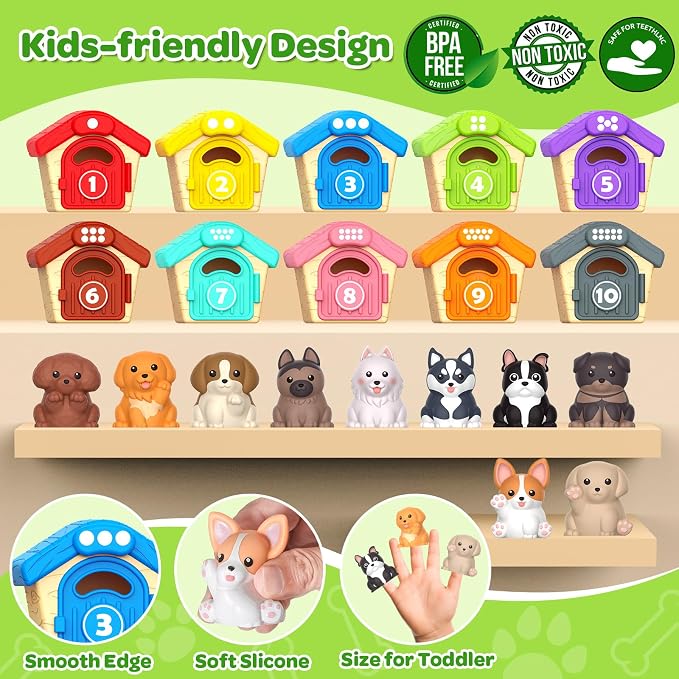 Letapapa Toddler Toys for 1-3 Year Old, Montessori Toys Themed Dog for Baby | Educational Counting, Matching & Sorting Toys Activities, Christmas Birthday Gifts for Baby Boy Girl 12-18M Fine Motor Skills