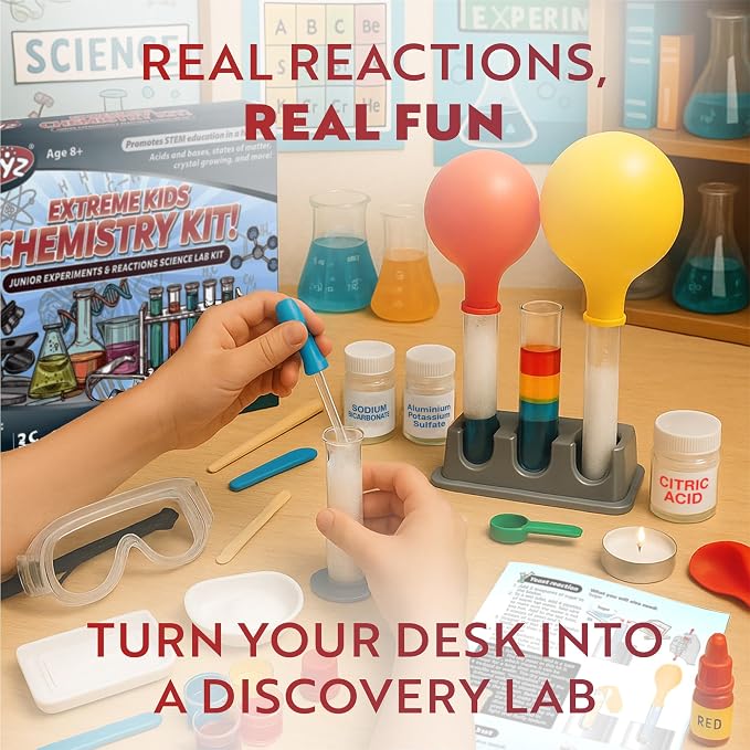 Playz Extreme Chemistry Educational Science Kits for Kids Age 8-12 | 52+ Experiments Chemistry Set Science Toys, STEM Projects with 51+ Tools, Kids Science kit, Science Experiments for Kids Gift